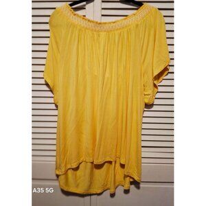Torrid Womens Yellow Smocked Off-Shoulder Flutter Sleeve Top Size 1 Pheasant Boh